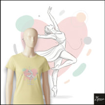 Minimalistische Ballerina-Skizze Pastell-Herz-Hint