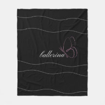 Minimalistische Ballerina und rosa Butterfly Black