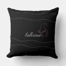 Minimalistische Ballerina und rosa Butterfly Black