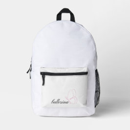 Minimalistische Ballerina und rosa Schmetterling W Bedruckter Rucksack