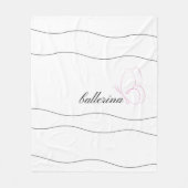Minimalistische Ballerina und rosa Schmetterling W Fleecedecke (Vorderseite)