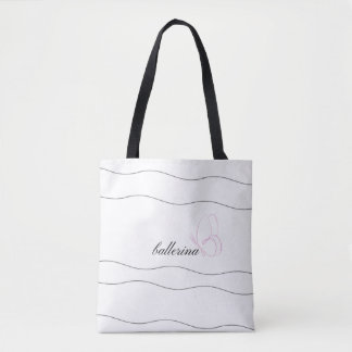 Minimalistische Ballerina und rosa Schmetterling W Tasche