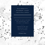 Minimalistische Bar Mitzvah Navy Blue Silver Folieneinladung<br><div class="desc">Minimalistisches Layout in realer Folie. Wählen Sie aus Gold,  Rose Gold oder Silberfolie auf dem Farbhintergrund für Ihr Event.</div>