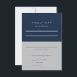 Minimalistische Bar Mitzvah Navy Blue Silver RSVP Karte<br><div class="desc">Minimalistisches Layout. Ändern Sie die Farbe und die Schriftart sogar die Zeilen und den benutzerdefinierten Farbhintergrund,  um zu Ihrem Ereignis.</div>