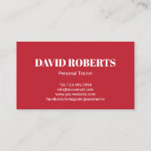 Minimalistische Barbell Fitness Personal Trainer Visitenkarte (Rückseite)