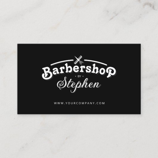 Minimalistische Barbershop Hairstylist Schere Schw Visitenkarte (Vorderseite)