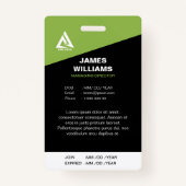 Minimalistische Barcode-ID in Schwarz und Grün Ausweis (Rückseite)