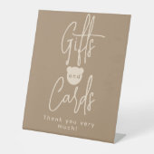 Minimalistische Bärenduschgeschenke und -karten Sockelschild (Vorderseite)