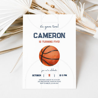 Minimalistische Basketball Geburtstagsparty Einlad Einladung