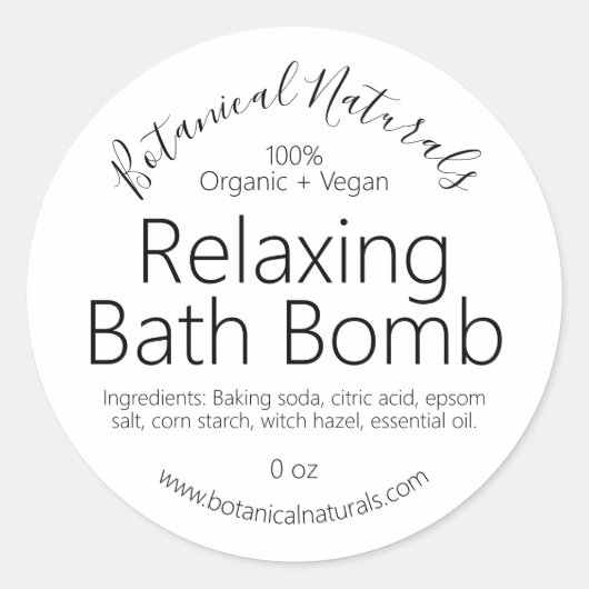 Minimalistische Bath Bomb Labels Runder Aufkleber (Vorderseite)