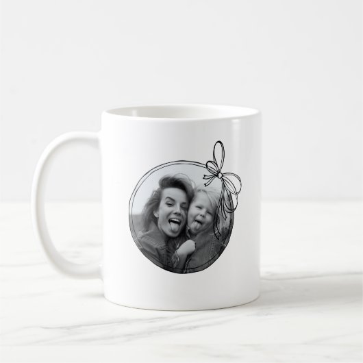 Minimalistische bearbeitbare Farb-Schleife Foto Mu Kaffeetasse (Links)