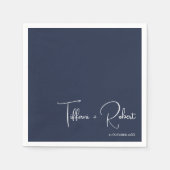 Minimalistische bearbeitbare Farbnavy Blue Wedding Serviette (Vorderseite)