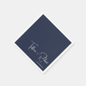 Minimalistische bearbeitbare Farbnavy Blue Wedding Serviette (Ecke)