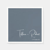 Minimalistische bearbeitbare Farbtöne blaue Hochze Serviette (Vorderseite)