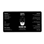 Minimalistische Beard Oil Label Schwarze Produktve (Vorne)