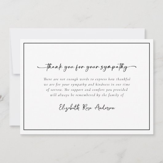 Minimalistische Beerdigung Dankeskarte (Vorderseite)