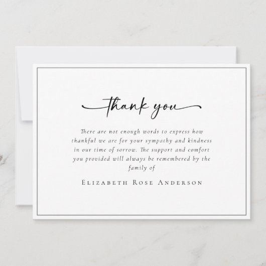 Minimalistische Beerdigung Dankeskarte (Vorderseite)