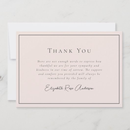 Minimalistische Beerdigung Dankeskarte (Vorderseite)