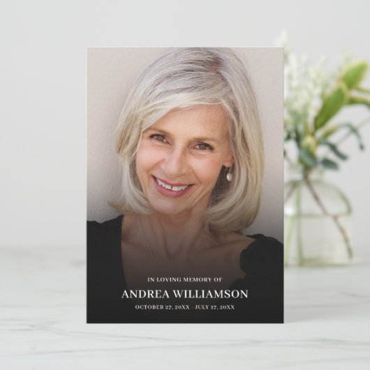 Minimalistische Beerdigung des Fotos des Lebens Programm (Stehend Vorderseite)