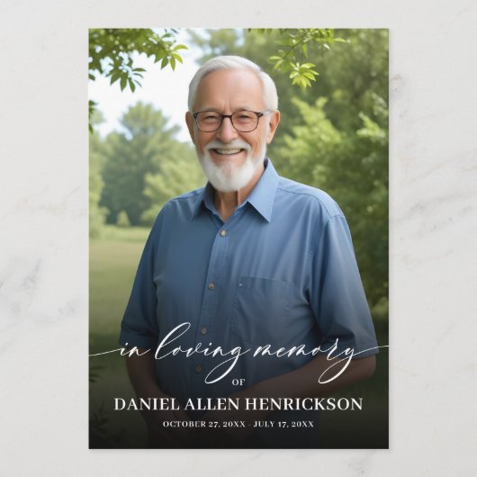 Minimalistische Beerdigung des Fotos des Lebens Programm (Vorderseite)