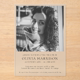 Minimalistische Beerdigung | Moderne Feier des Leb Acryleinladungen