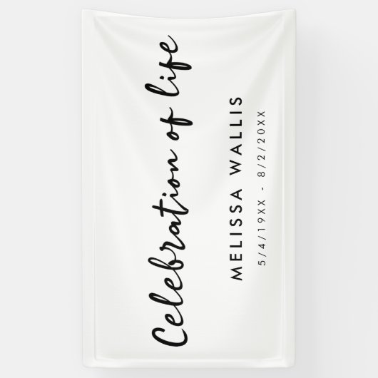 Minimalistische Beerdigung | Moderne Feier des Leb Banner (Vertikal)