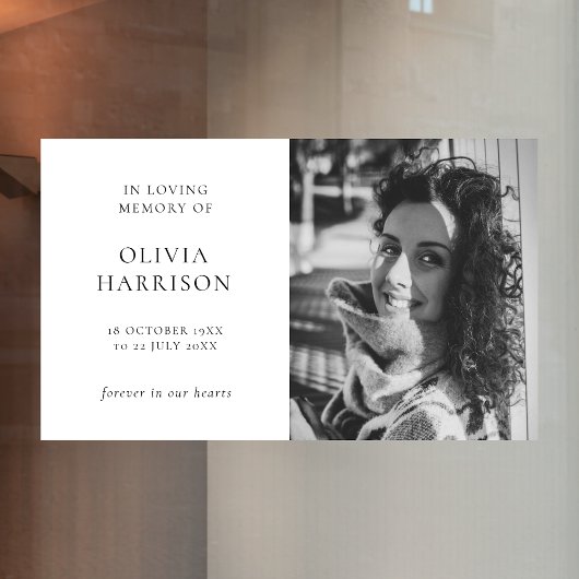 Minimalistische Beerdigung | Moderne Feier des Leb Fensteraufkleber