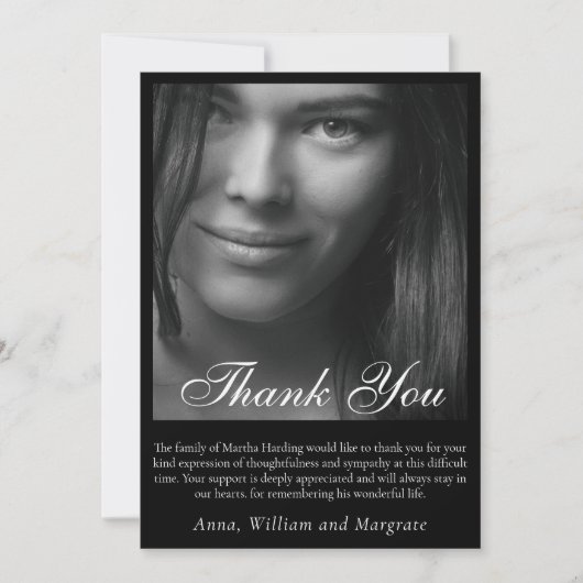 Minimalistische Beerdigung | Modernes Beileid Foto Dankeskarte (Vorderseite)