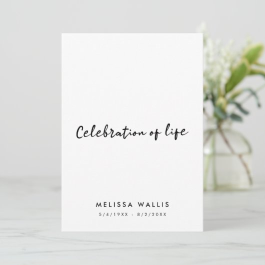 Minimalistische Beerdigung | Order of Service Cele Programm (Stehend Vorderseite)