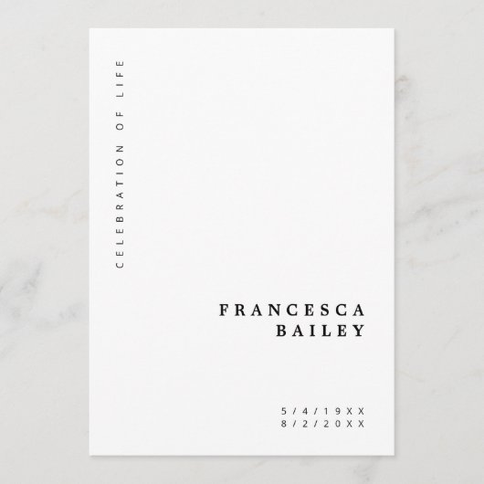 Minimalistische Beerdigung | Order Simple Service Programm (Vorderseite)