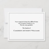 Minimalistische Beerdigung von Schwarzwild und Wei Dankeskarte (Rückseite)