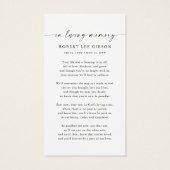 Minimalistische Beerdigungskarte (Rückseite)