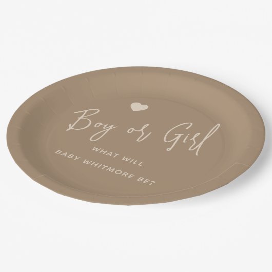 Minimalistische Begebenheit des männlichen oder we Pappteller (Schrägansicht)