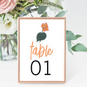 Minimalistische Begonia-Blume Tischnummer