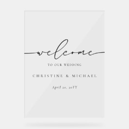 Minimalistische Begrüßung mit eleganten Skripten Acrylschild