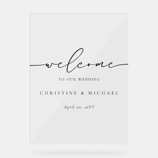 Minimalistische Begrüßung mit eleganten Skripten Acrylschild (Vorderseite)