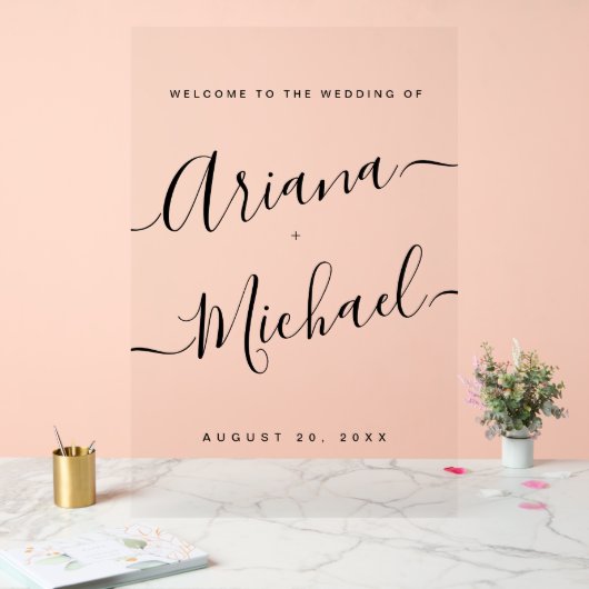 Minimalistische Begrüßung moderner Schriften Acrylschild (Hochzeit)