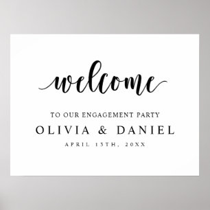 Minimalistische Begrüßung unserer Engagement-Party Poster