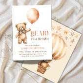 Minimalistische Beige Beary - Erstgeburt Einladung