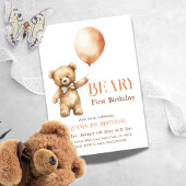 Minimalistische Beige Beary - Erstgeburt Einladung
