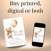 Minimalistische Beige Beary - Erstgeburt Einladung