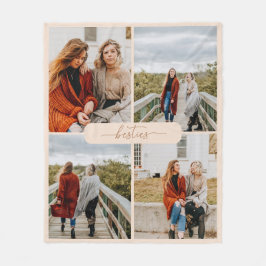 Minimalistische Beige Besties 4 FotoCollage Fleecedecke