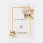 Minimalistische Beige Boho Hochzeit im Herbst Begr Acrylschild (Vorderseite)