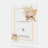 Minimalistische Beige Boho Hochzeit im Herbst Begr Acrylschild (Winkel)