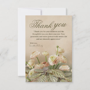 Minimalistische beige Dankeskarte mit Blumen