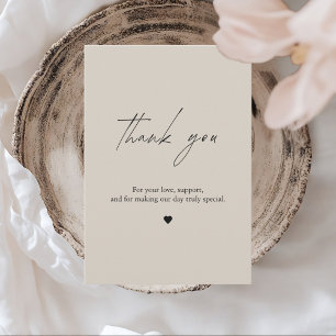 Minimalistische Beige Hochzeit Dankeschön-Karte Dankeskarte