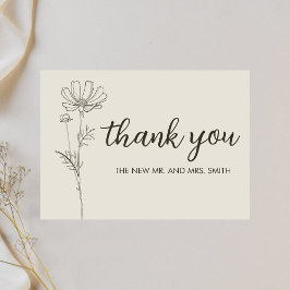 Minimalistische Beige Hochzeit Dankeskarte