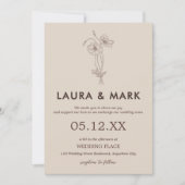 Minimalistische Beige-Hochzeit Einladung (Vorderseite)