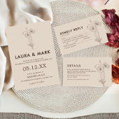 Minimalistische Beige-Hochzeit Einladung