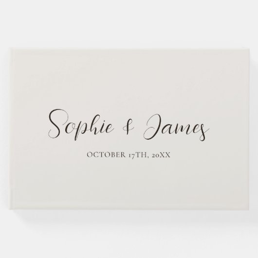 Minimalistische Beige Hochzeit Gästebuch (Vorderseite)